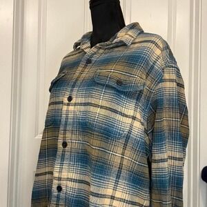 Free Assembly Plaid Flannel Shirt Teal/Tan – XL